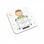 Personalised I Love You To The Moon & Back Child Coaster (Brown Haired Boy)